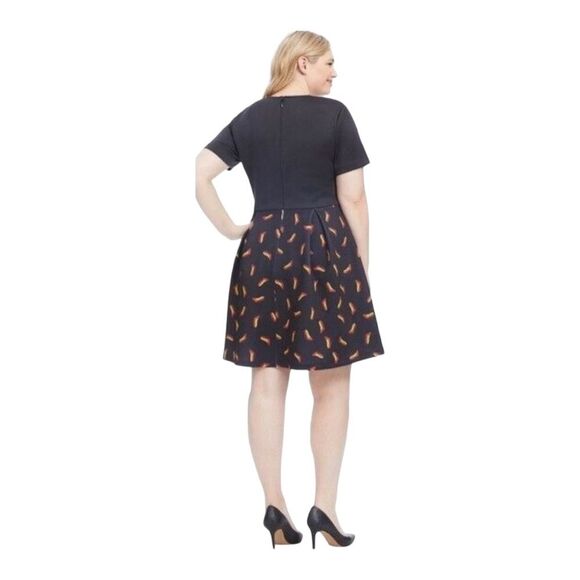 ⭐️Hutch Shoe Print Pleated Short Sleeve Office Party Mid Weight Scuba Dress - Picture 2 of 16